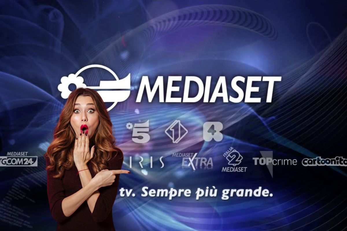 Logo Mediaset e donna sorpresa
